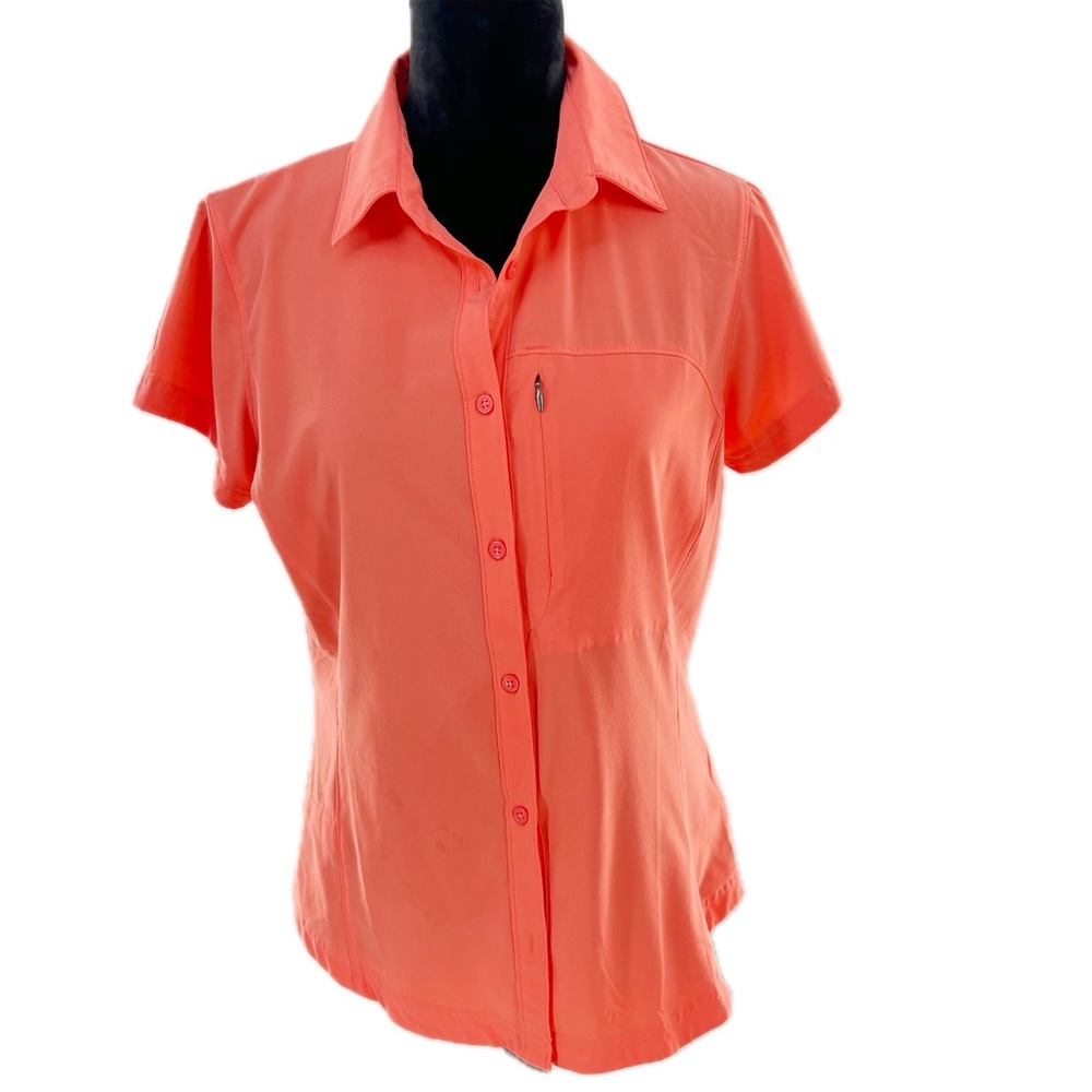 Columbia Women's Coral Vented Short Sleeve Button-Up Blouse w/Pocket Size Medium